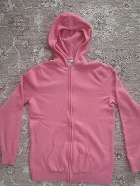 L.L. Bean 100% Cashmere Rosey Pink Zip Up Hoodie Size L